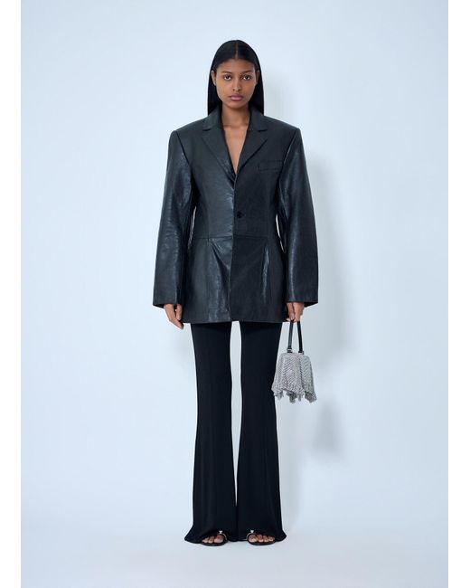 Alexander Wang Blue Leather Single-Breasted Blazer