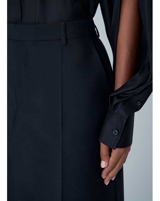 Alexander Wang Blue Tailored Wool-Mohair Maxi Skirt