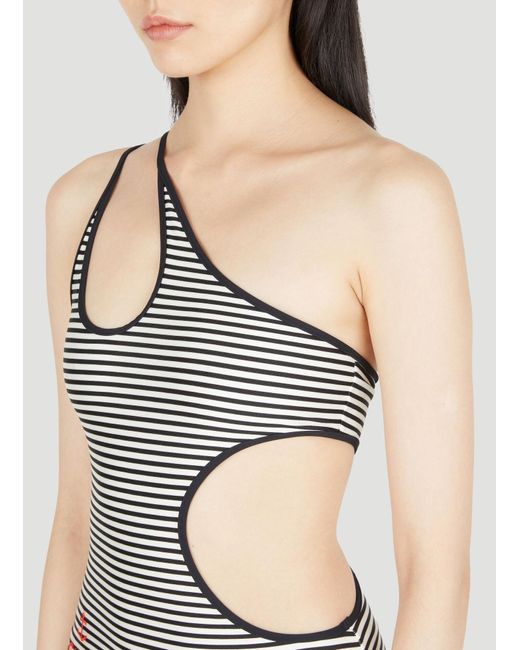 Gucci White Sparkling Jersey Cut-out Swimsuit