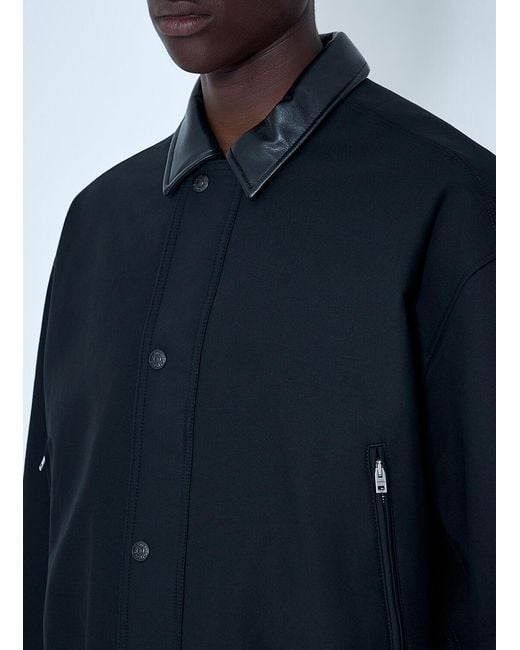 Acne Blue Leather-Trimmed Button Jacket for men