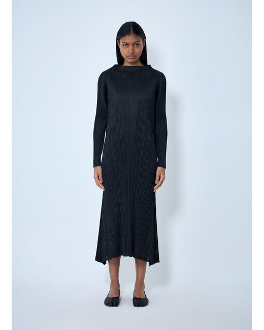 Pleats Please Issey Miyake Blue Pleated Long Sleeve Dress