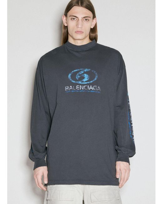 Balenciaga Gray Surfer Long Sleeve T-shirt for men
