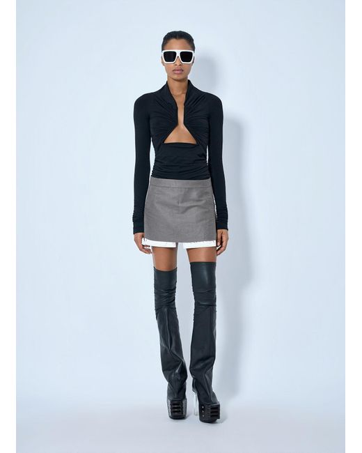 Rick Owens Gray Fog Cutoff Mini Skirt