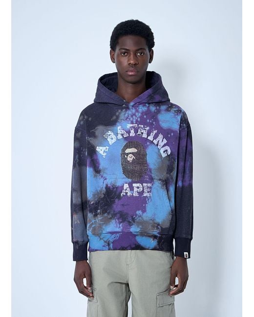 A Bathing Ape Blue Tie-Dye Hooded Sweatshirt for men