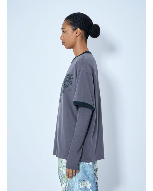 Acne Blue Layered Graphic T-Shirt