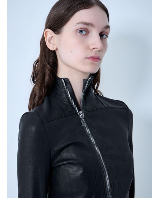 Rick Owens Blue Gary Leather Jacket