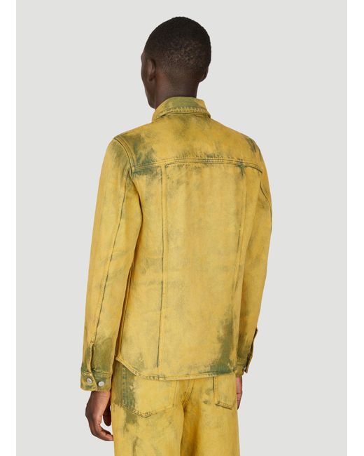 Dries Van Noten Yellow Distressed Denim Shirt for men