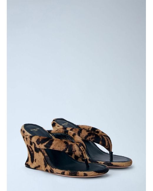 Balenciaga Brown Gaeta Wedge Thong Sandals
