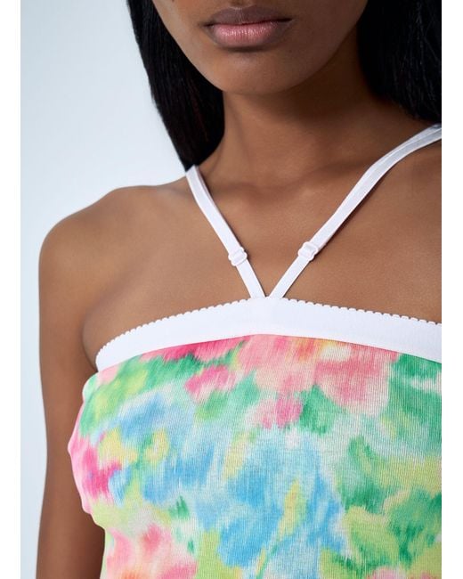 Prada White Rib Floral Print Top