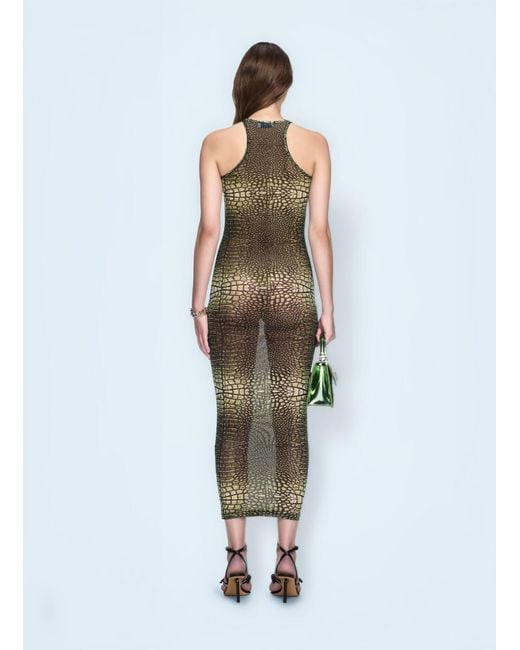 Off-White c/o Virgil Abloh Blue Off Crocodile Mesh Racer Dress