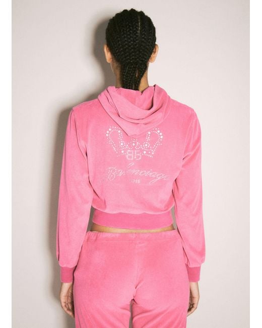 Balenciaga Pink Bb Motel Zip-Up Hooded Sweatshirt