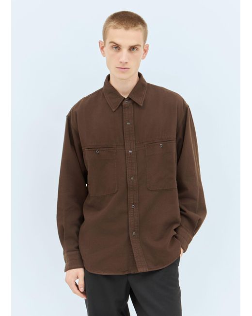 Lemaire Brown Denim Shirt With Snaps for men