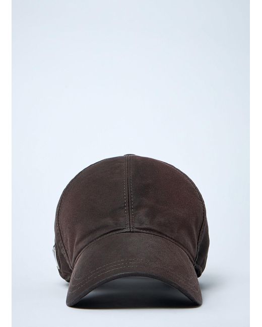 Prada Brown Logo Plaque Baseball Cap for men
