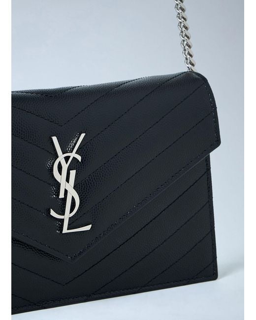 Saint Laurent Blue Cassandre Envelop Chain Wallet