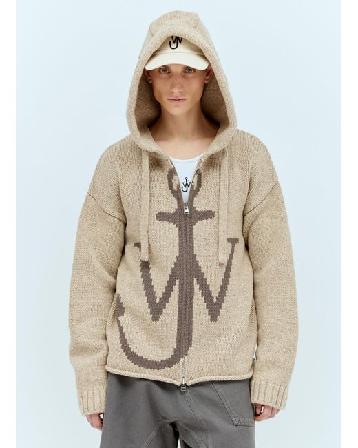 J.W. Anderson Natural Anchor Zipped Hooded Cardigan for men