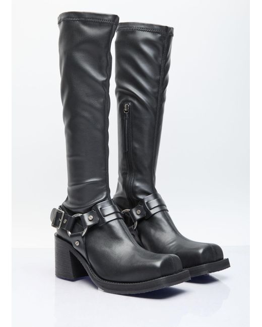 Acne White Pull-on Buckle Boots