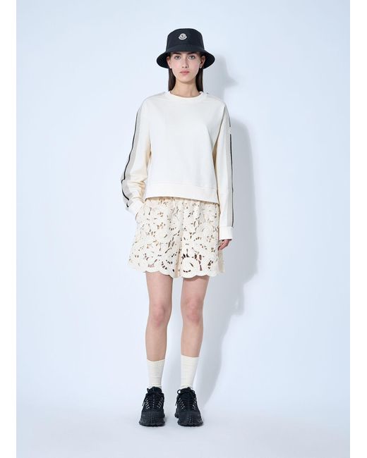 Moncler White Embroidery Anglaise Shorts