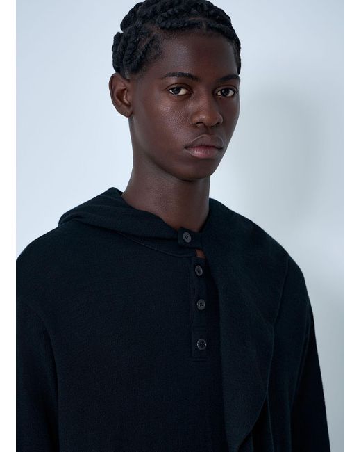 Yohji Yamamoto Blue Hooded Sweater for men