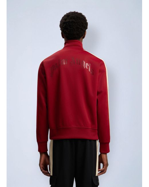 Palm Angels Red Curved Logo Zip-Up Track Jacket for men