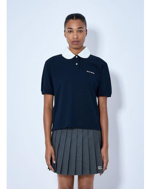 Miu Miu Blue Piqué Polo Shirt