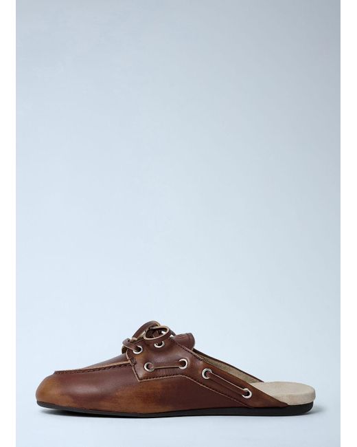 Miu Miu Brown Leather Lace-up Mules