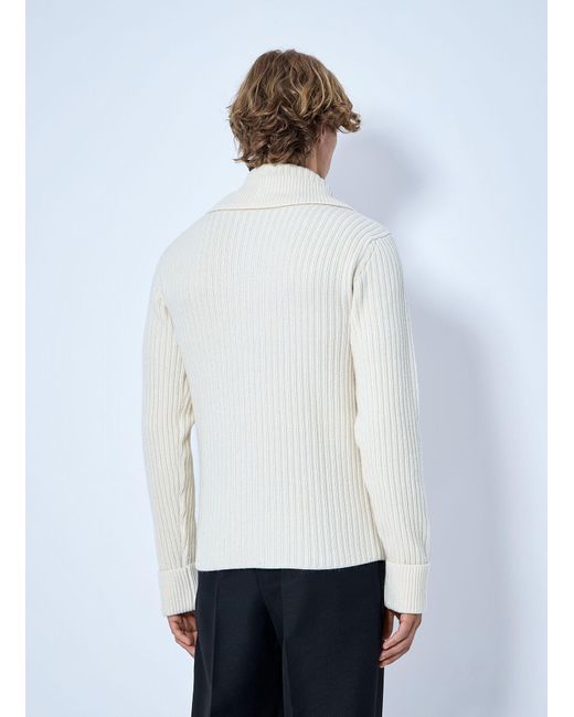 Bottega Veneta White Ribbed Knit Sweater for men