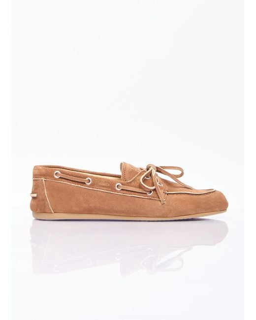 Miu Miu White Faded Suede Loafers