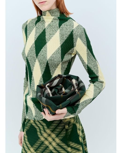 Burberry Green Rose Check Clutch