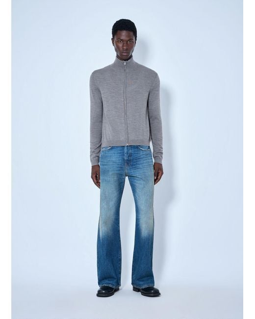 Acne Blue Zip-Up Bow Logo Cardigan for men