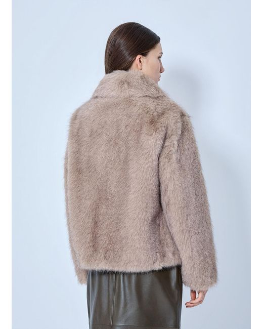 Max Mara Natural Shawl Collar Faux Fur Jacket