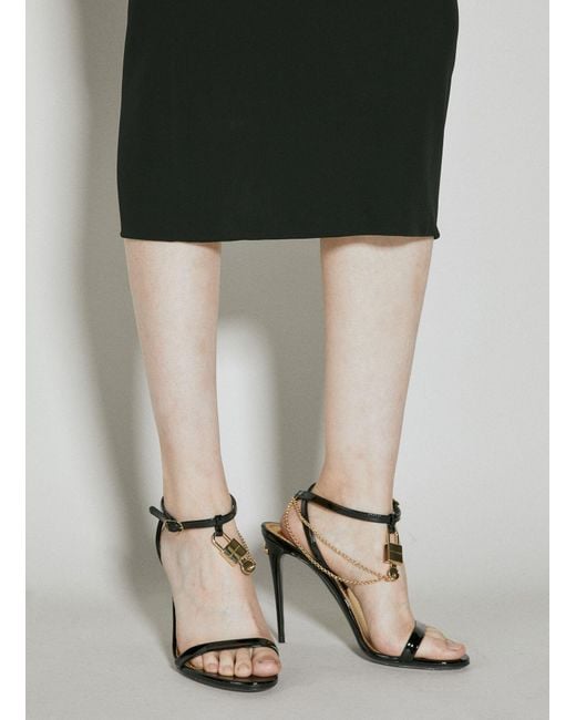Dolce & Gabbana Black Patent Leather Heeled Sandals
