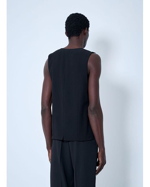 Saint Laurent Blue Silk Crepe Waistcoat for men