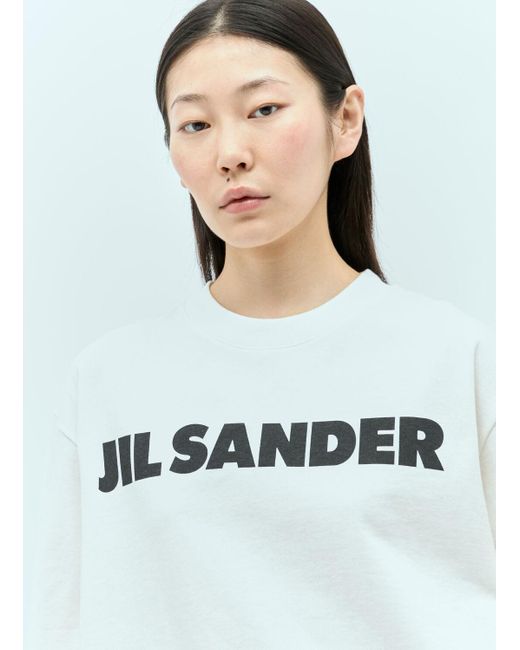 Jil Sander Gray Logo Print Long-sleeve T-shirt