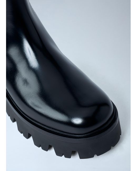 Prada Blue Logo Plaque Ankle Boots