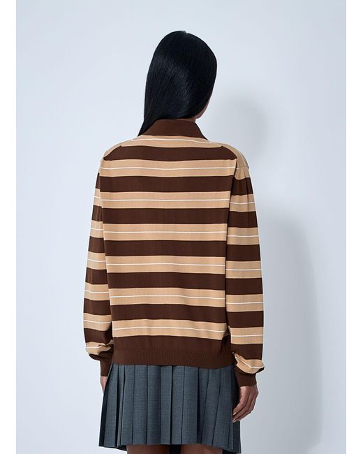Miu Miu Brown Striped Cotton Polo Shirt