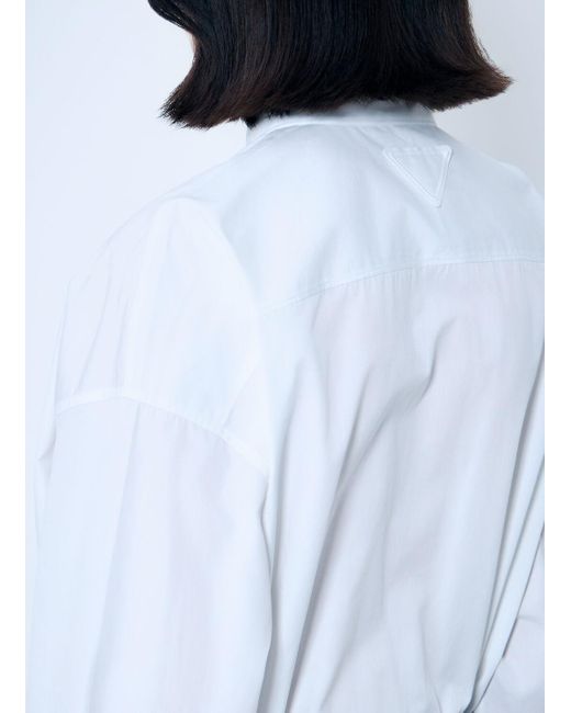 Prada White Drawstring Hem Shirt