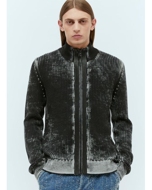 DIESEL K-Arini Zip-Up Knit Sweater in Black for Men | Lyst UK