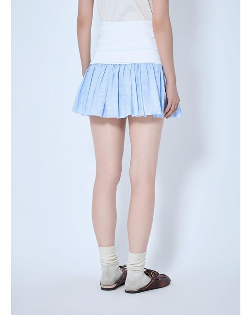 Miu Miu Blue Jersey And Poplin Mini Skirt