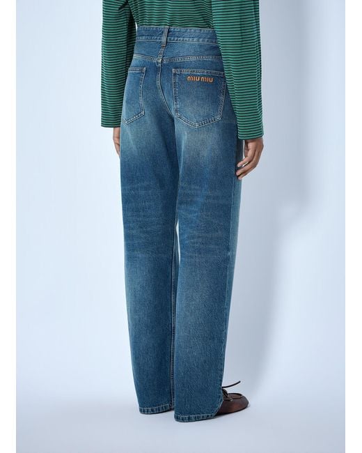 Miu Miu Blue Wide-Leg Denim Jeans