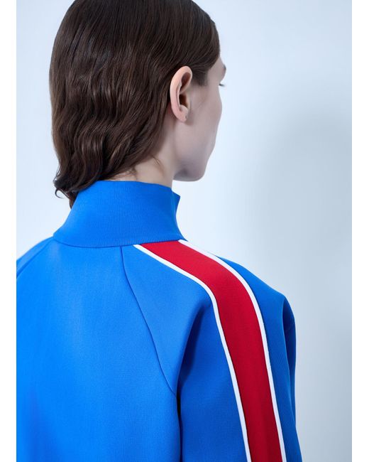 Miu Miu Blue Technical Yarn Zipper Sweatshirt