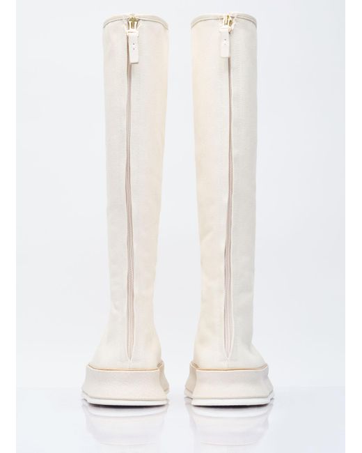 Max Mara White Canvas Lace-up Boots