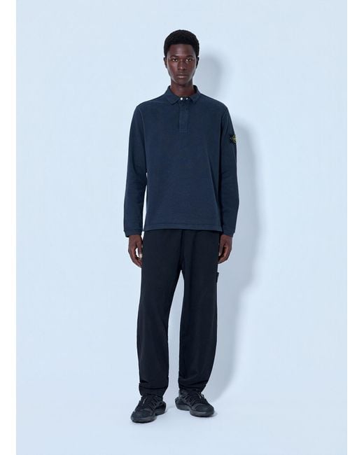 Stone Island Blue Long Sleeve Polo Shirt for men