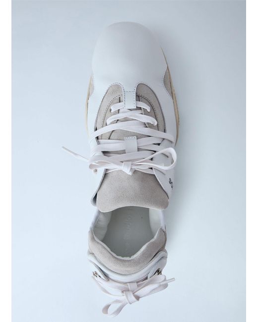 Acne White Leather Lace-Up Sneakers for men