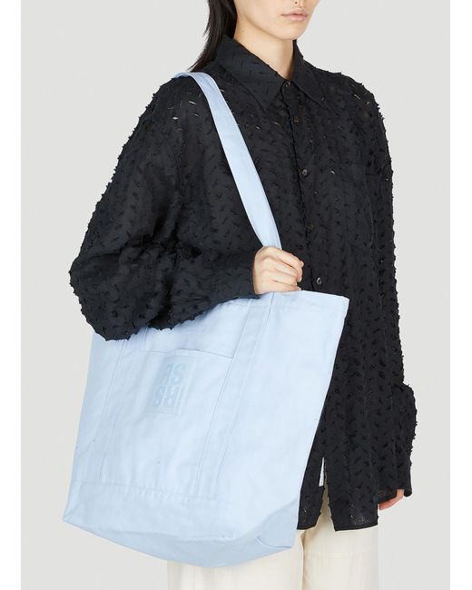 Raf Simons Blue Logo Patch Tote Bag