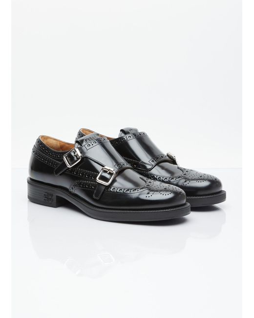 Miu Miu Black X Church's Leather Brogue Shoes