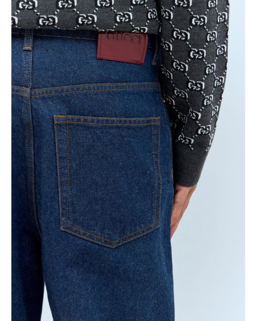 Gucci Blue Baggy Flared Jeans for men