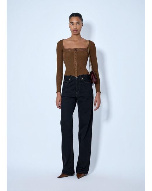 Saint Laurent Blue V-Waist Long Baggy Jeans