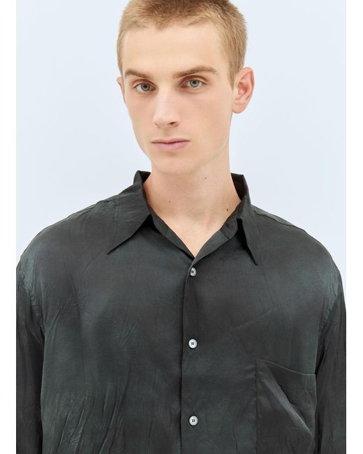 Acne Gray Crinkle Short Sleeve Shirt for men