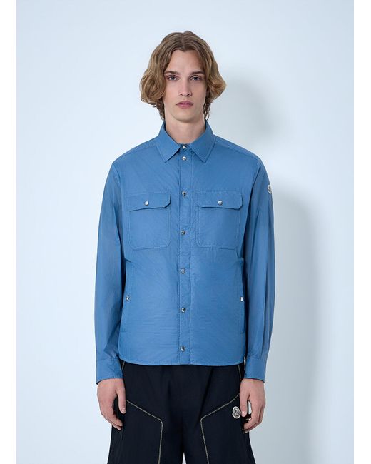 Moncler Blue Technical Ripstop Overshirt for men