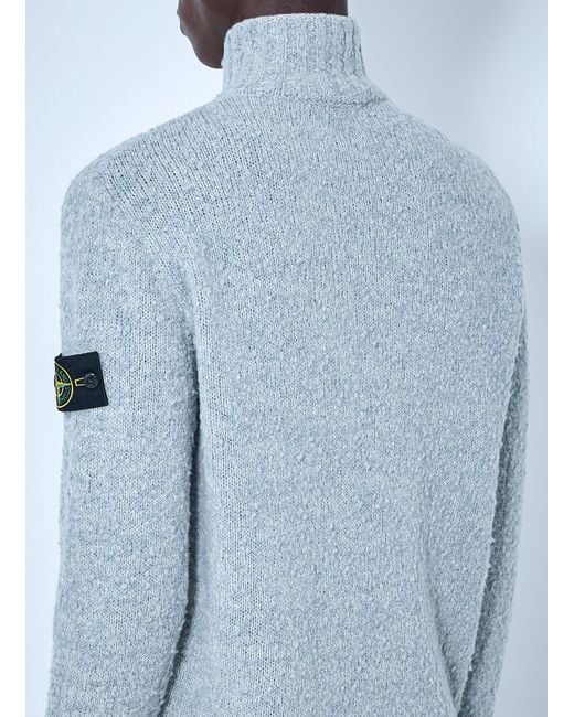 Stone Island Blue Half-Zip Wool Sweater for men